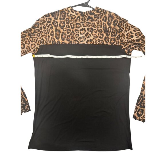 Sterling Kreek Womens Leopard Print Ruffle Long Sleeve Top L - Picture 4 of 4